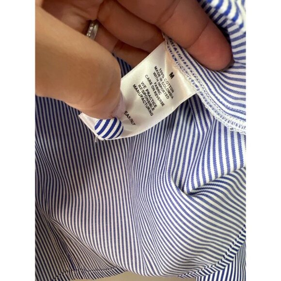 NWT The Femm Poplin Lightweight Puff Sleeves Luella Blouse Blue Size: Medium - Picture 7 of 9